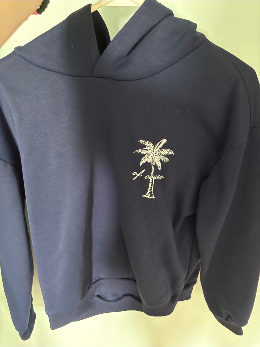 SHEIN Navy Crewneck Sweater with White Palm Embroidery